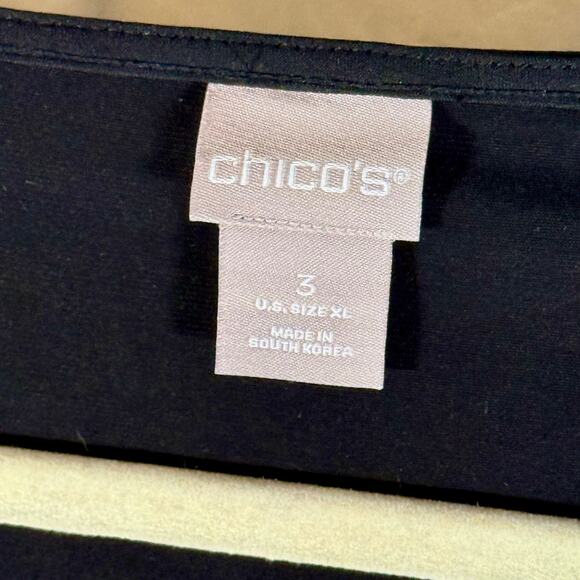 Chico's NWT Women's 3 (XL) Black Asian Eastern Bouquet 3/4 Sleeve Tunic Blouse - Picture 5 of 11